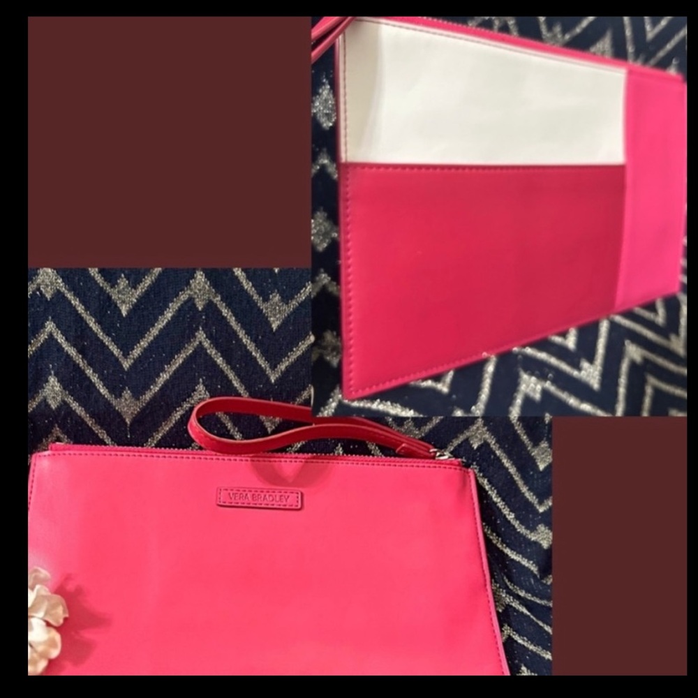 Vera Bradley Vibrant Pink , White and Red Leather Wristlet NWOT - Picture 10 of 10